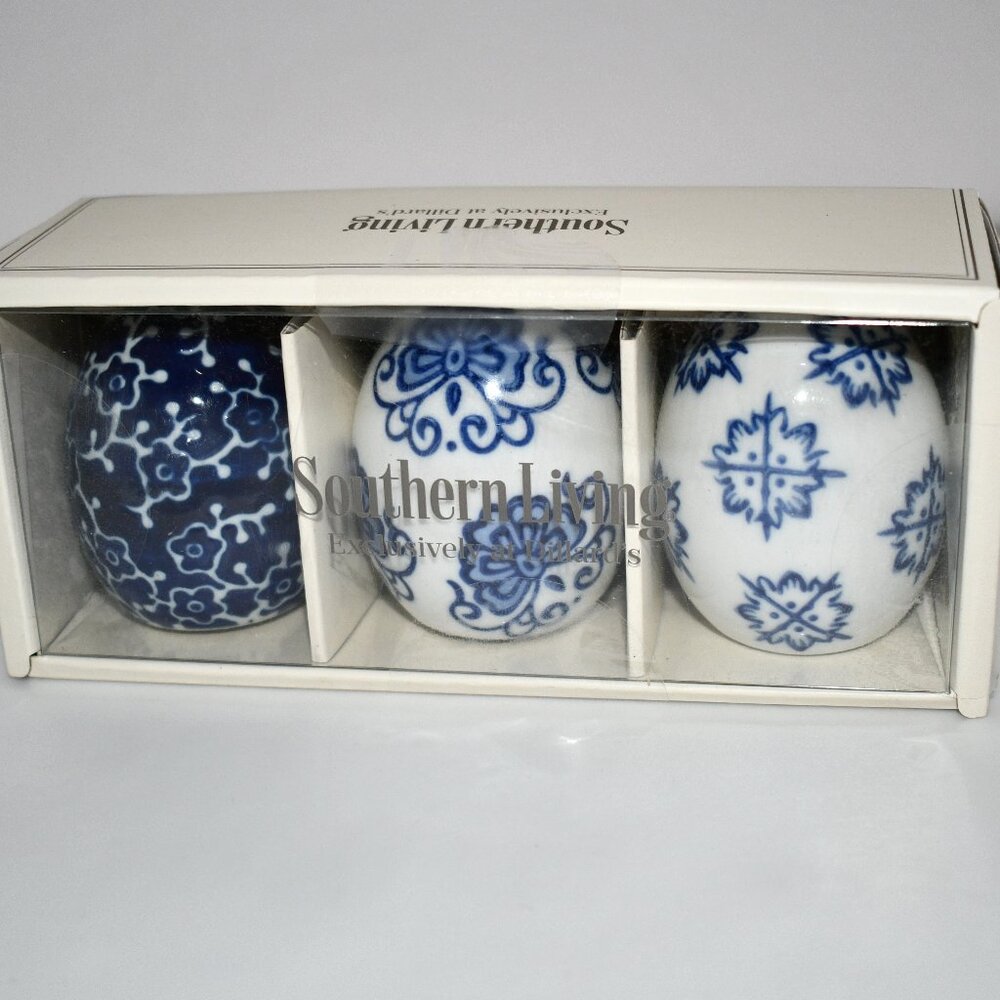 Southern Living Easter Blue & White Chinoiserie Egg Sitters, Set of 3 SMALL #L-S